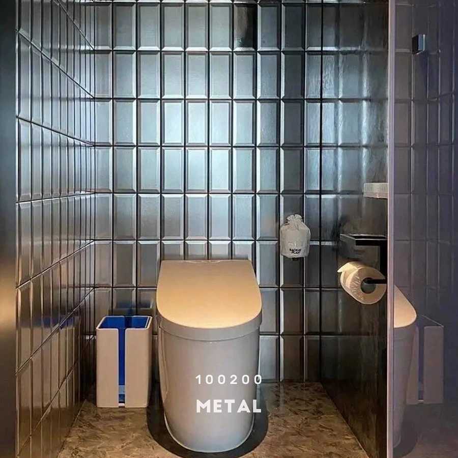 Металлические серебряные плитки для хлеба в индустриальном стиле, матовые настенные плитки для ванной комнаты в стиле метро, технология гальванического трехмерного покрытия