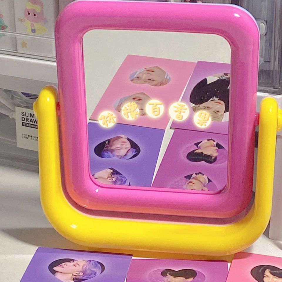 Little Red Book Macaron Color Matching Double-Sided Mirror Ins Korean Cute Candy Color Dormitory Room Desktop Mirror