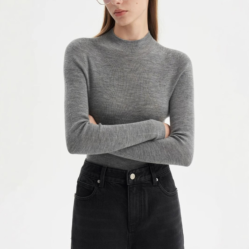 5-color seamless one-piece red wool sweater half turtleneck sweater women's autumn and winter bottoming shirt top