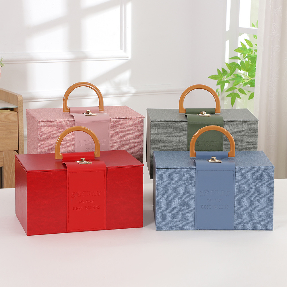 高级感送礼手提礼品盒 春节送礼皮质包装盒 婚礼喜糖盒伴手礼盒