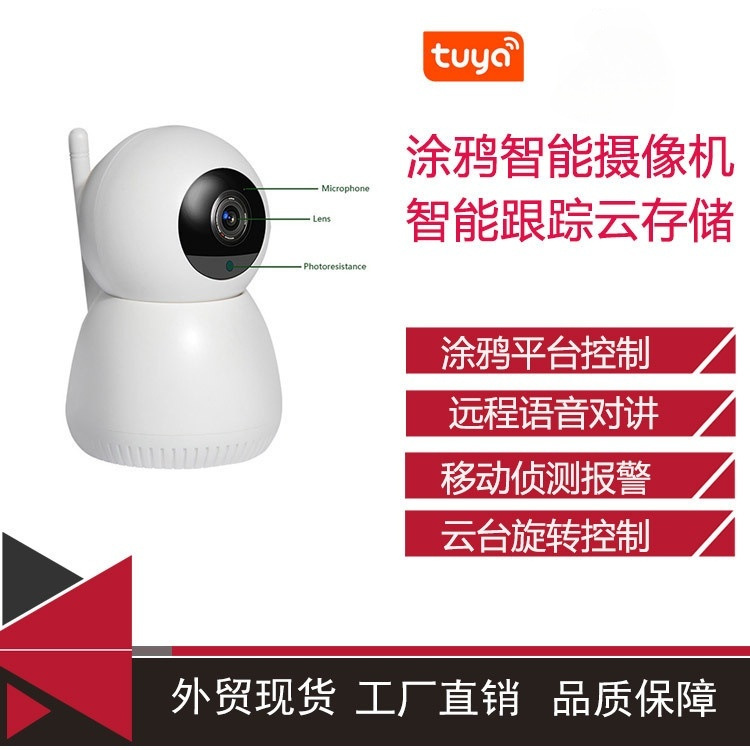 跨境外贸出口涂鸦智能头远程监控器手机远程家用高清wifi摄像头