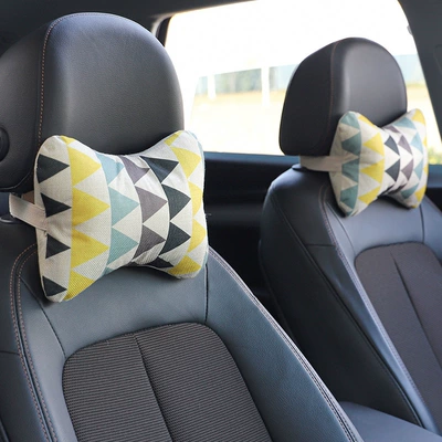 and linen neck pillow car — Headrest