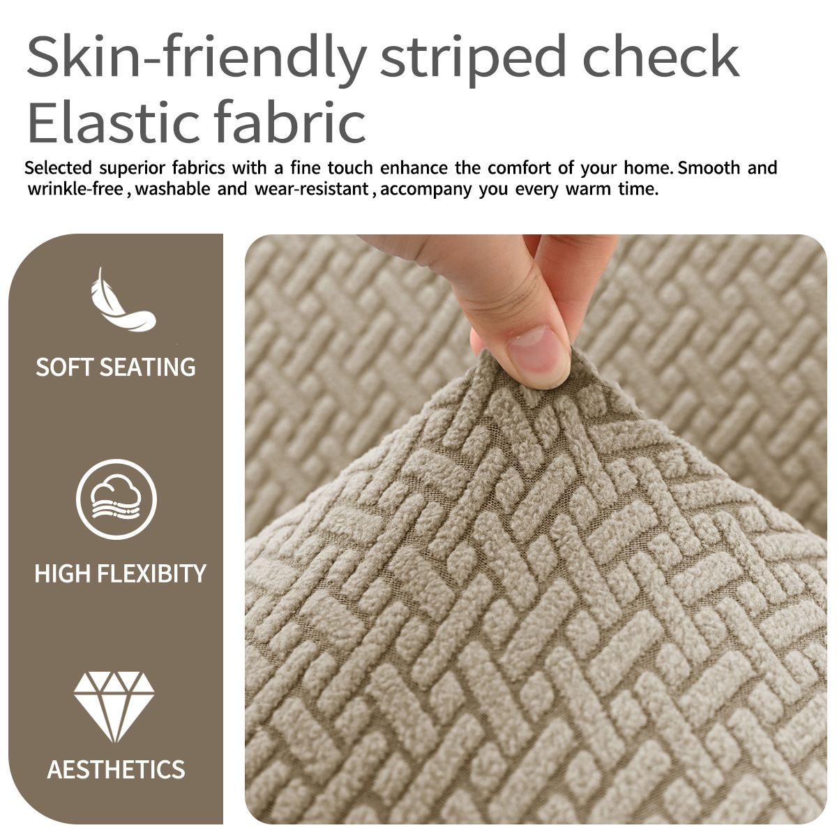 Amazon Jacquard transfronterizo T-striped taburete grueso cubierta de taburete elástico universal cubierta de respaldo de color sólido cubierta de taburete