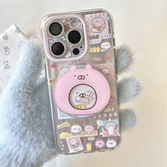卡通镭射兔丸插画磁吸支架适用iPhone16苹果15ProMax/14/13手机壳