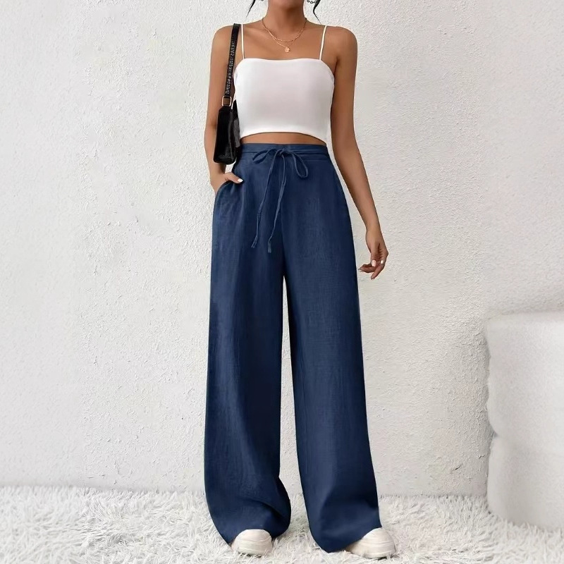 Cross-Border European and American 2025 Suit Pants for Women, Spring and Autumn High-Waisted Drapey Wide-Leg Pants, New Summer Casual Slim-Fit Floor-Length Pants Cross-Border European and American 2025 Suit Pants for Women, Spring and Autumn High-Waisted Drapey Wide-Leg Pants, New Summer Casual Slim-Fit Floor-Length Pants