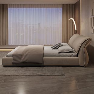 Light luxury flannel bed for two. Meters master bedroom queen bed. Rice Household Air Pressure Soft Bag Fabric Bed