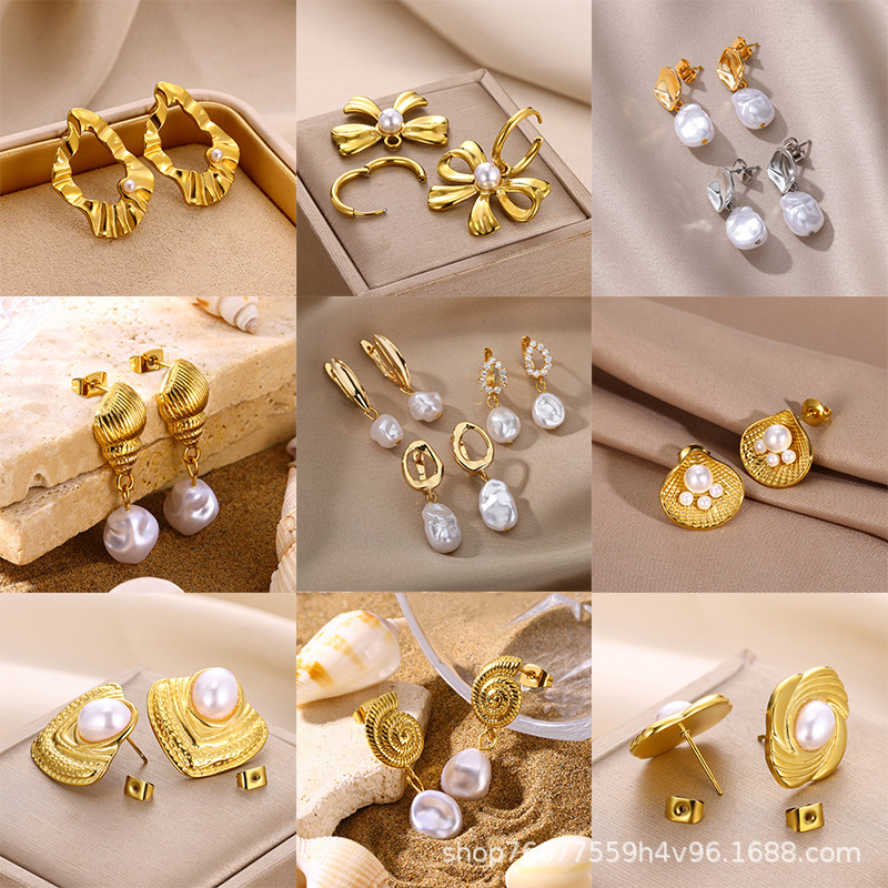 summer earrings from pearl stainless steel