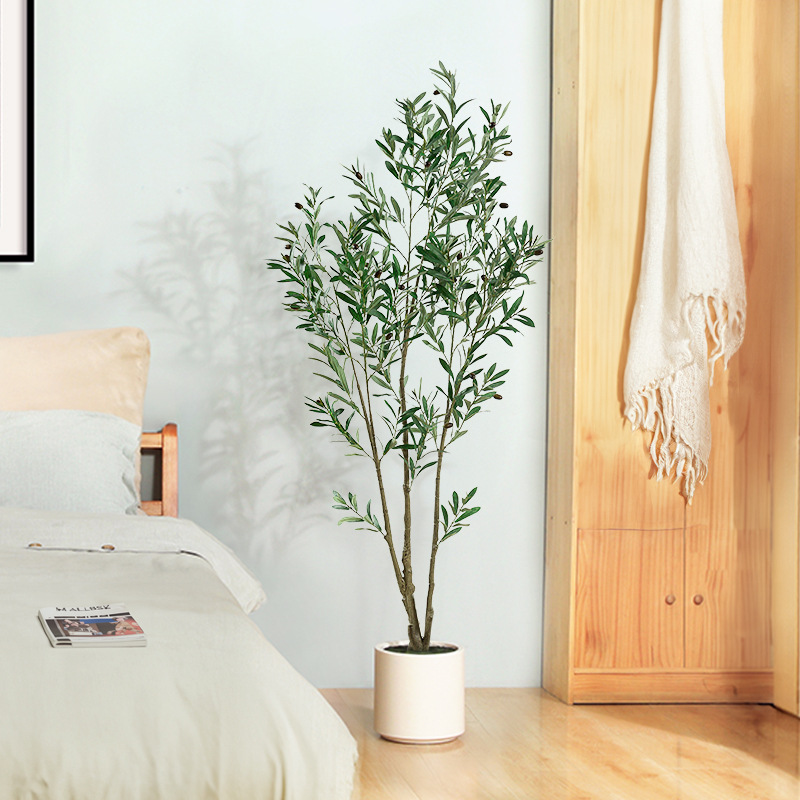 Nueva Amazon Desmontaje y montaje de plantas de simulación de olivo Adornos de plantas en macetas para el suelo Árbol falso para el hogar Decoración de la sala de estar Plantas verdes