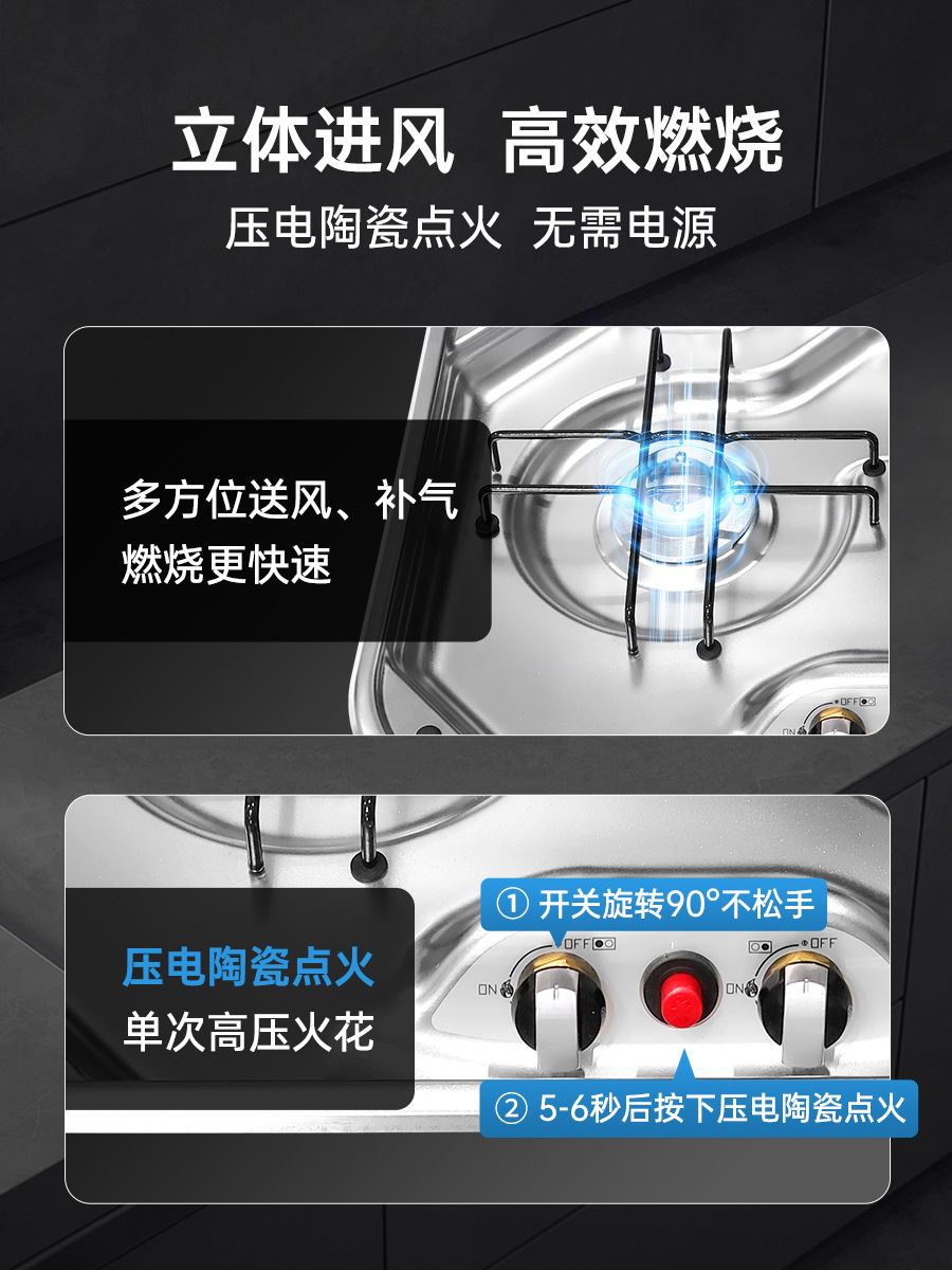 Ventas directas de fábrica Utensilios de cocina Guangrun RV con tapa Estufa de gas Yate Estufa de gas RV Accesorios de cocina y baño GR-587