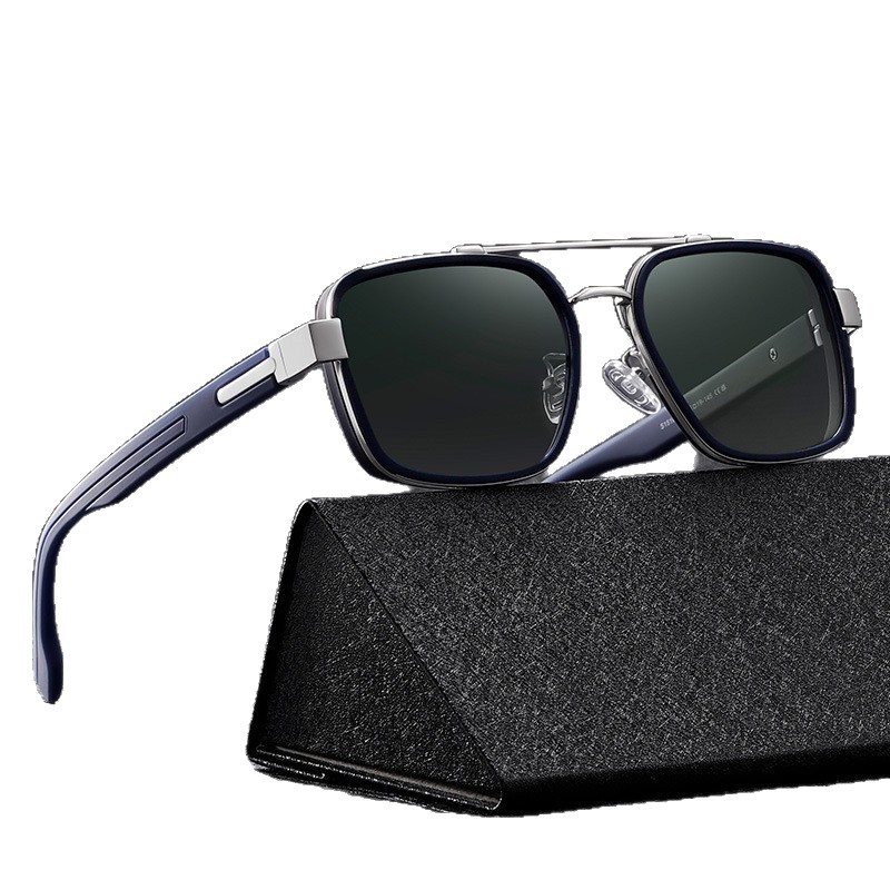 Lente polarizador de doble viga de moda clásica S15106 Gafas de sol para exteriores para hombres Gafas de sol de conducción de tiro callejero