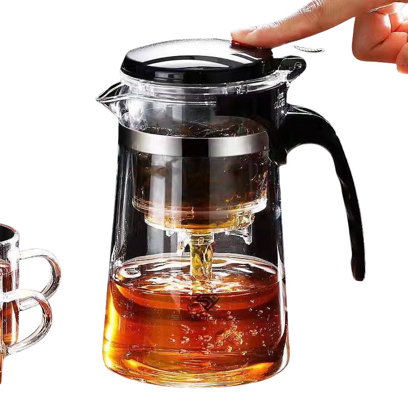 高温耐性茶道カップ、家庭用茶器、ワンタッチフィルター付き茶カップ、茶水分離ガラスティーポット|undefined