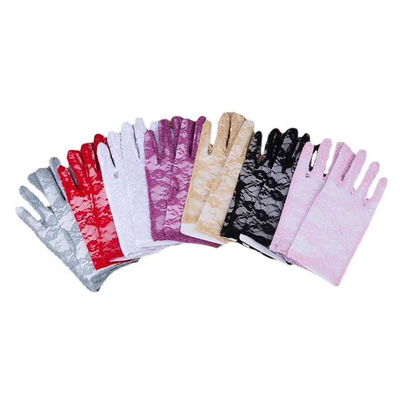 2024 guantes de protección solar de encaje sexy corto de las nuevas mujeres para conducir guantes nupciales de la boda del coche eléctrico