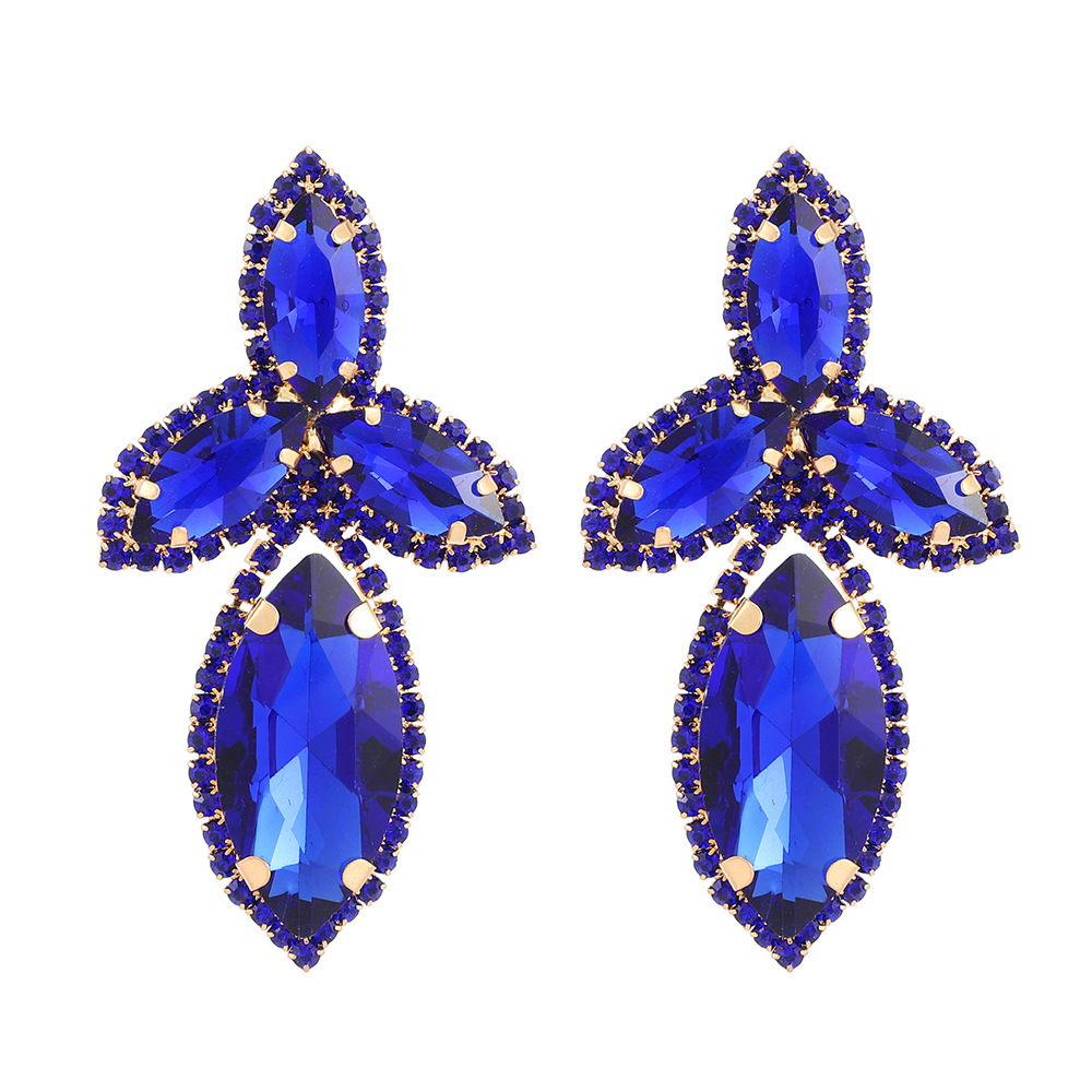 Glass Material Geometric Pattern Women'S Gender Retro Lady Simple Style Geometric Glass Inlay Artificial Gemstones Women's Earrings