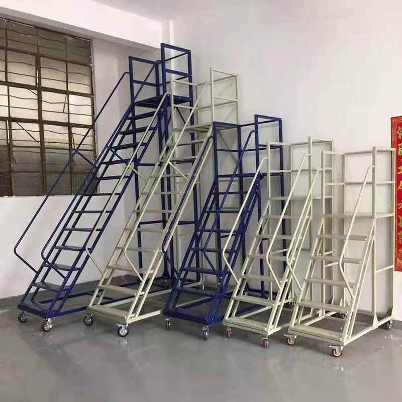 仓库超市理货可移动登高梯带轮平台家用梯