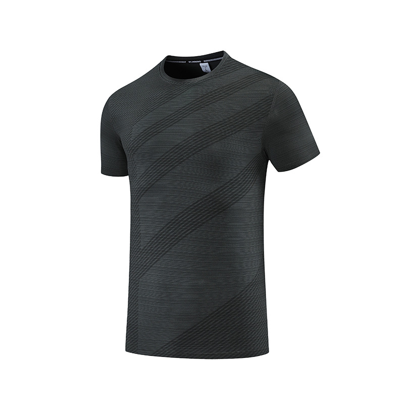 2022 hombres de verano al aire libre corriendo ropa de secado rápido suelta más tamaño transfronterizo exclusivo cuello redondo camisa de fondo de manga corta de seda de hielo