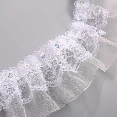 5.5cm double-layer pleated hollow sequin lace DIY handmade home textile curtain accessories accessories lace wholesale