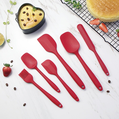 Cross-border integrated silicone kitchenware 6-piece set barbecue oil brush large scraper cream spatula cake baking tools