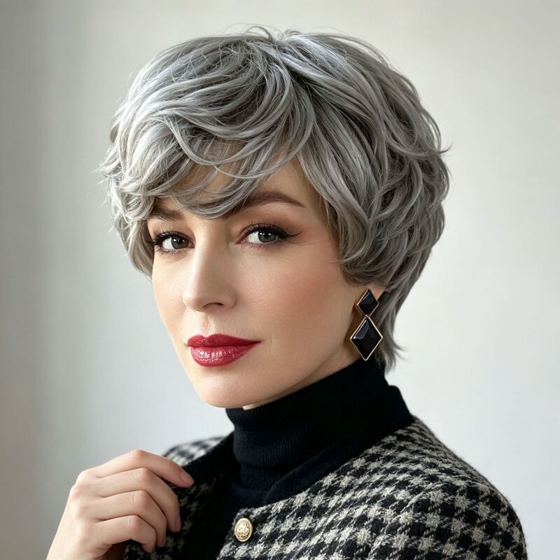 Wig Female Middle-aged and Elderly Playing the Elderly Program Male and Female Wig African European and American Trade Export Wig Headgear Female