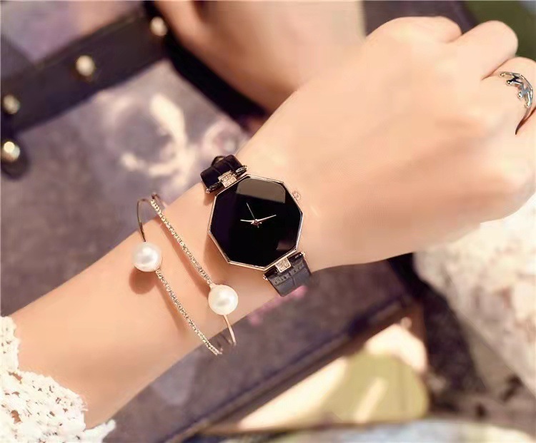 Orologio da donna alla moda in stile coreano, con cinturino per studenti, alla moda, in due pezzi, con bracciale di perle, 2 pezzi, orologio al quarzo da donna_voghion.com