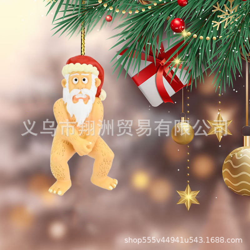 Nuevos productos transfronterizos de decoración de Navidad dibujos animados tímidos Santa acrílico colgante espejo retrovisor plano image 3
