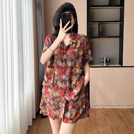 休闲宽松时尚套装上衣+短裤子两件套大码女装胖mm胖妹妹夏季新款