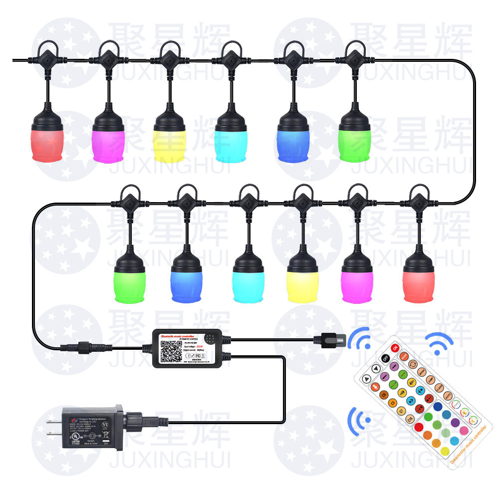 亚马逊节日室内户外装饰灯串 RF穿墙控制 led防水幻彩防水灯串