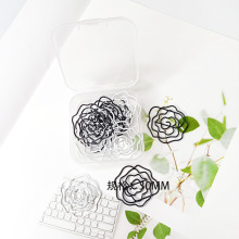 新款黑玫瑰回形针彩色曲别针植物回形针厂家创意回形针跨进饰品