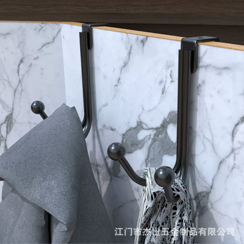 厂家现货跨境亚马逊人字门后挂钩卧室挂衣钩免打孔铁艺门背式双钩