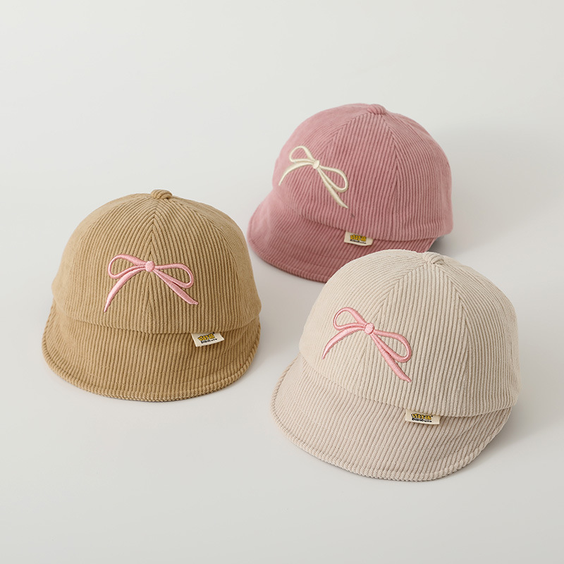 Sombrero de bebé bordado arco primavera y otoño nuevo estilo de moda para niños niñas bebés transpirables para niños gorra de boca de pato gorra