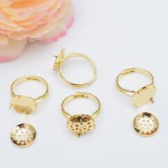 保色14k包金色指輪の付属品12mmネット盤蓮蓬底托diy手作りビーズ材料指輪