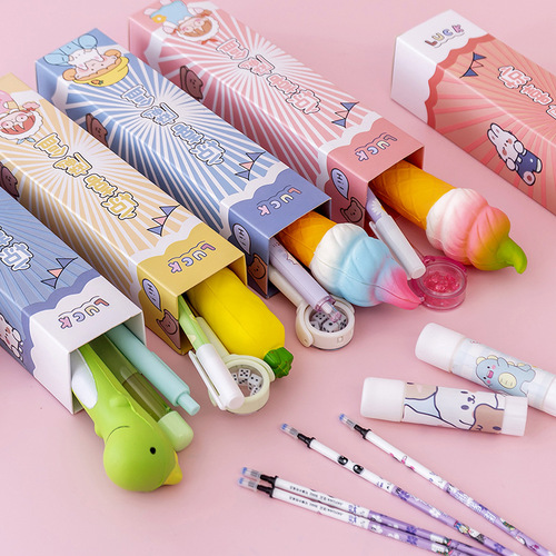 Xiaomeng children's stationery set primary school students prize decompression gel pen creative birthday gift blind box pen wholesale