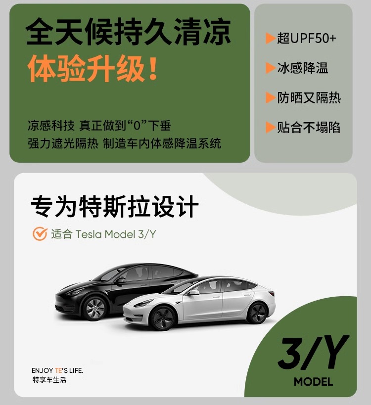 Special Tesla Model Ya 3y Modified Interior Accessories Titanium Silver Ice Crystal Sunroof Sunshade Curtain