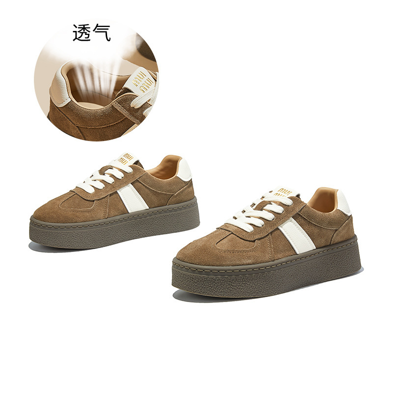 新款真皮德训鞋2025秋季厚底增高运动鞋女休闲百搭小白鞋户外女鞋|undefined