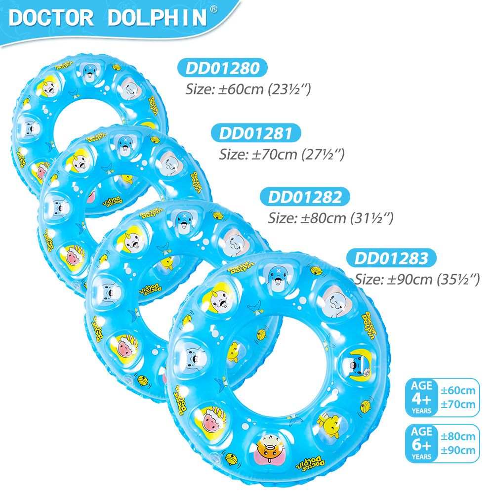 Doctor Dolphin | Anillo de natación inflable para niños Anillo de cristal inflable Doble capa garantiza más tranquilidad Anillo de natación para niños inflable