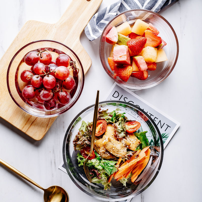 Japanese Glass bowl Tempered transparent Heat suit household single Noodle bowl Microwave Oven fruit Dessert Salad bowl