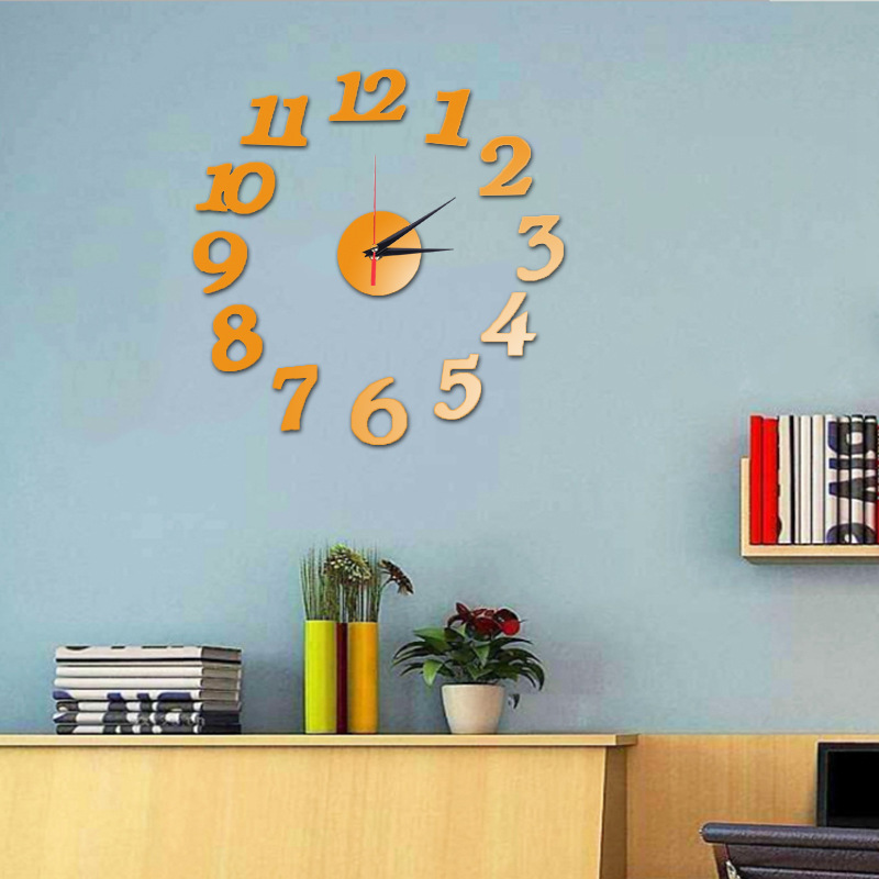 Fábrica al por mayor Amazon transfronterizo acrílico Reloj de pared hogar sala de estar dormitorio Fondo pared pegatina decorativo mudo reloj