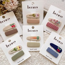 新款甜美布艺刺绣水果花朵儿童BB夹可爱百搭简约小女孩刘海夹发夹