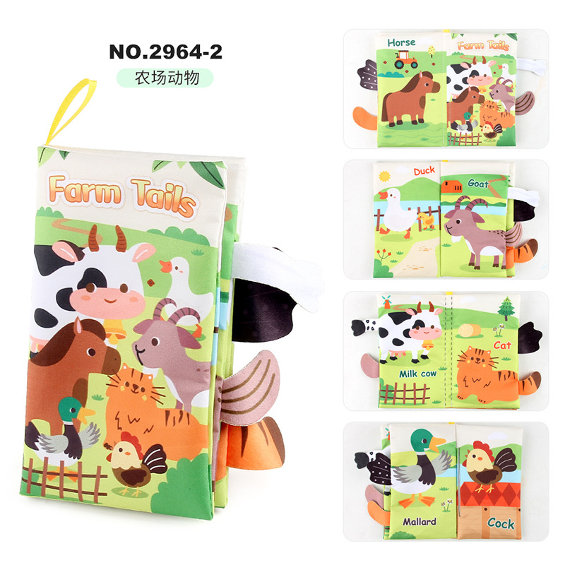Bebés bebés educación temprana animal cola libro de tela animal marino libro de palma de mano animal forestal libro juguete