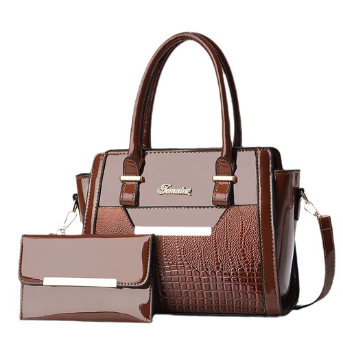 Cross-border Women's Handbag, Casual Single-shoulder Women's Handbag, 2025 New Model Large Capacity Mother and Daughter Handbag, Shiny Leather Fashion Tote Bag