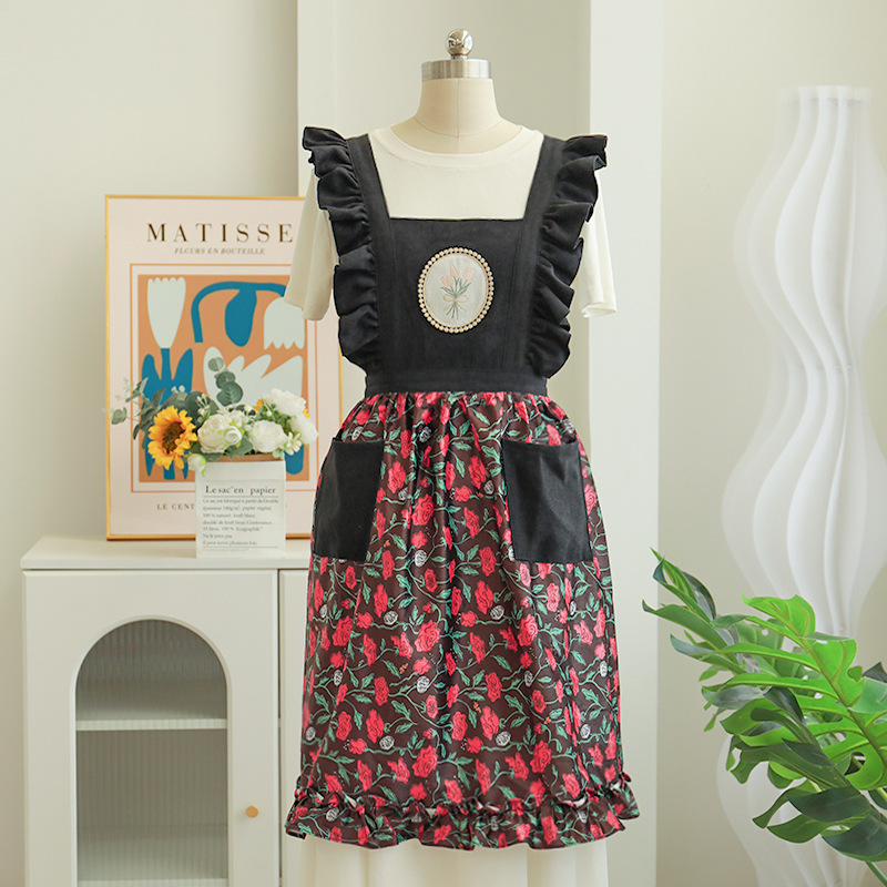 검은 장미 프릴 앞치마