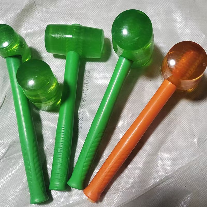 厂家批发塑料柄圆头皮锤装修通铺瓷砖安装透明橡胶锤榔头倒装塑料