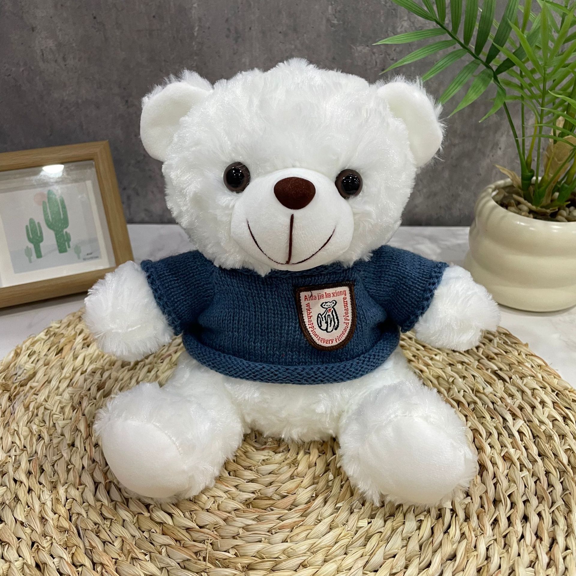 Teddy Bear se puede imprimir LOGO evento de vacaciones muñeca regalo para el hogar adornos de escritorio abrazar juguetes de peluche