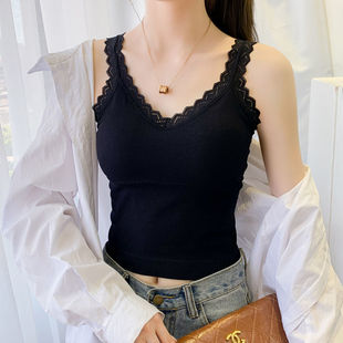 Women's Camisole for Layering in Spring and Summer, Tight-Fitting Base Shirt, Lace Thin Versatile Short Backless Tank Top with Beautiful Back Design