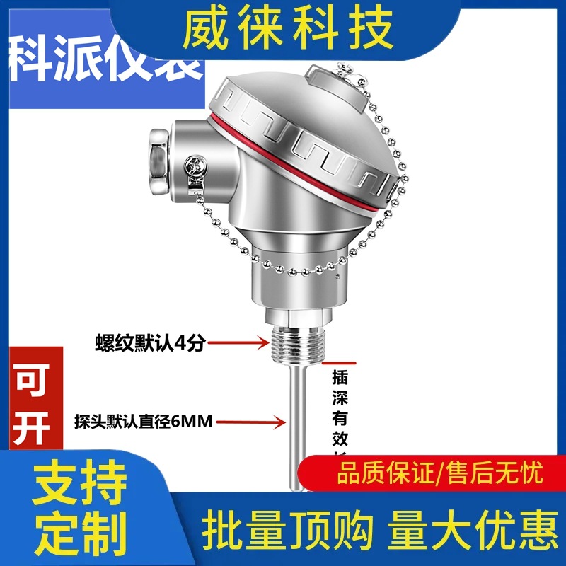 议~高温热电偶pt100温度感测器K型铠装铂热电阻监视器一体化温度