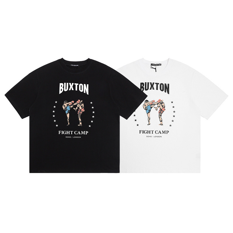Cb Icon Trendy High Street Brand Boxer Print Simple Reverse Neckline Design Casual Loose Fit Unisex T-Shirt