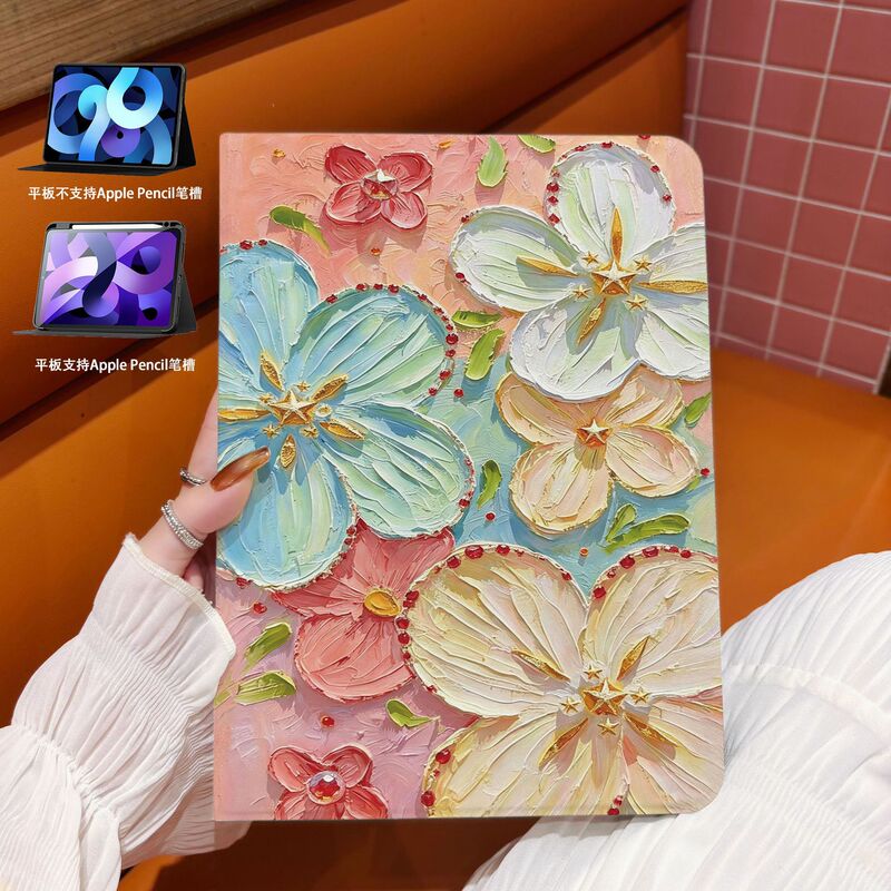 New Model Suitable for iPad Protective Case 11Th Generation Shell Air5 Silk Pattern Book-Style Pro Amazon Cross-Border Independent Site