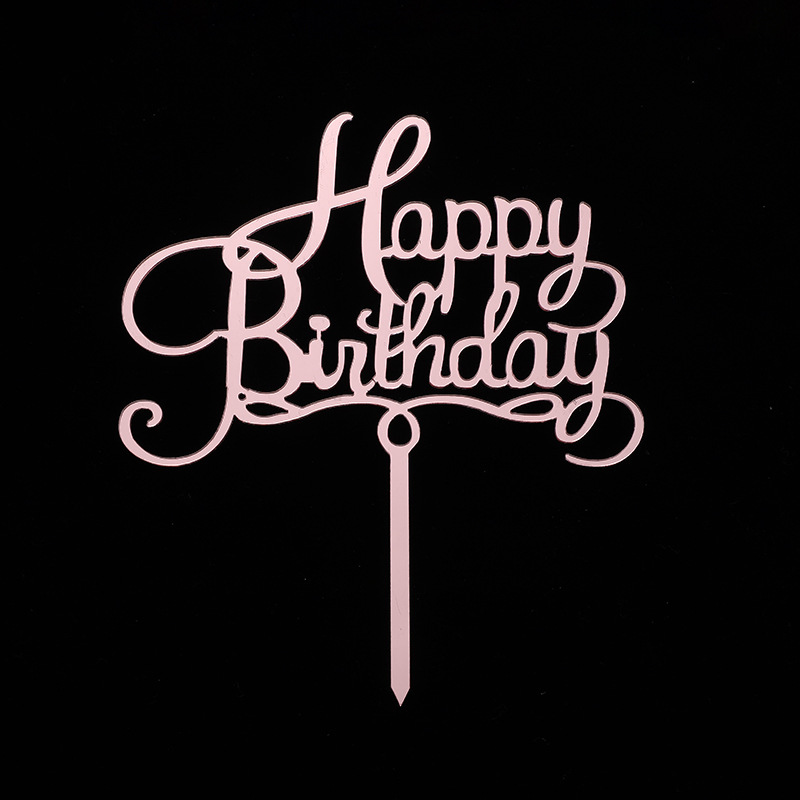 Happy Birthday Cake Insert Golden Happy Birthday Silver Cake Decoration Black Card Plug-in Happy Birthday Cake Insert Golden Happy Birthday Silver Cake Decoration Black Card Plug-in