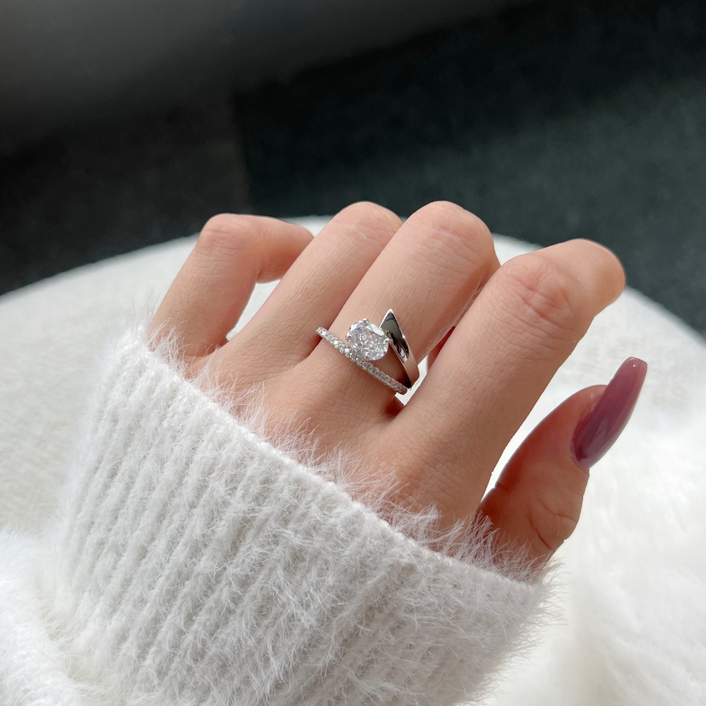 Sterling Silver Simple Style Classic Style Inlay Solid Color Zircon Rings display picture 1