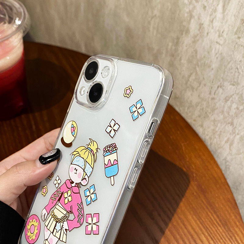 Convient pour Apple 15 et iPhone 11pro coque souple transparente dessin animé peint coque de téléphone en TPU_voghion.com