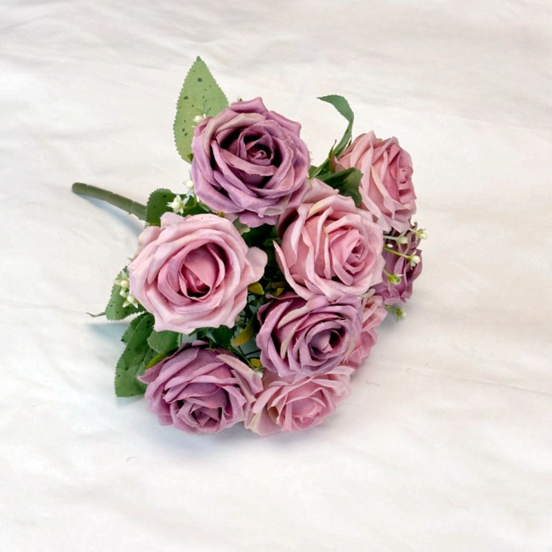 Artificial 9-cabeza concubina imperial Rosa boda flor artificial decoración del hogar Accesorios flor artificial Flor de seda al por mayor